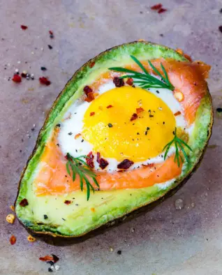 Baked Avocado with Smoked Salmon Egg