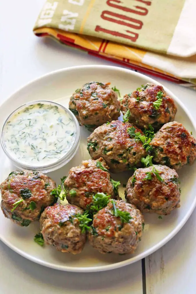 Greek inspired Keto Lamb Meatballs with Tzatziki Sauce Recipe