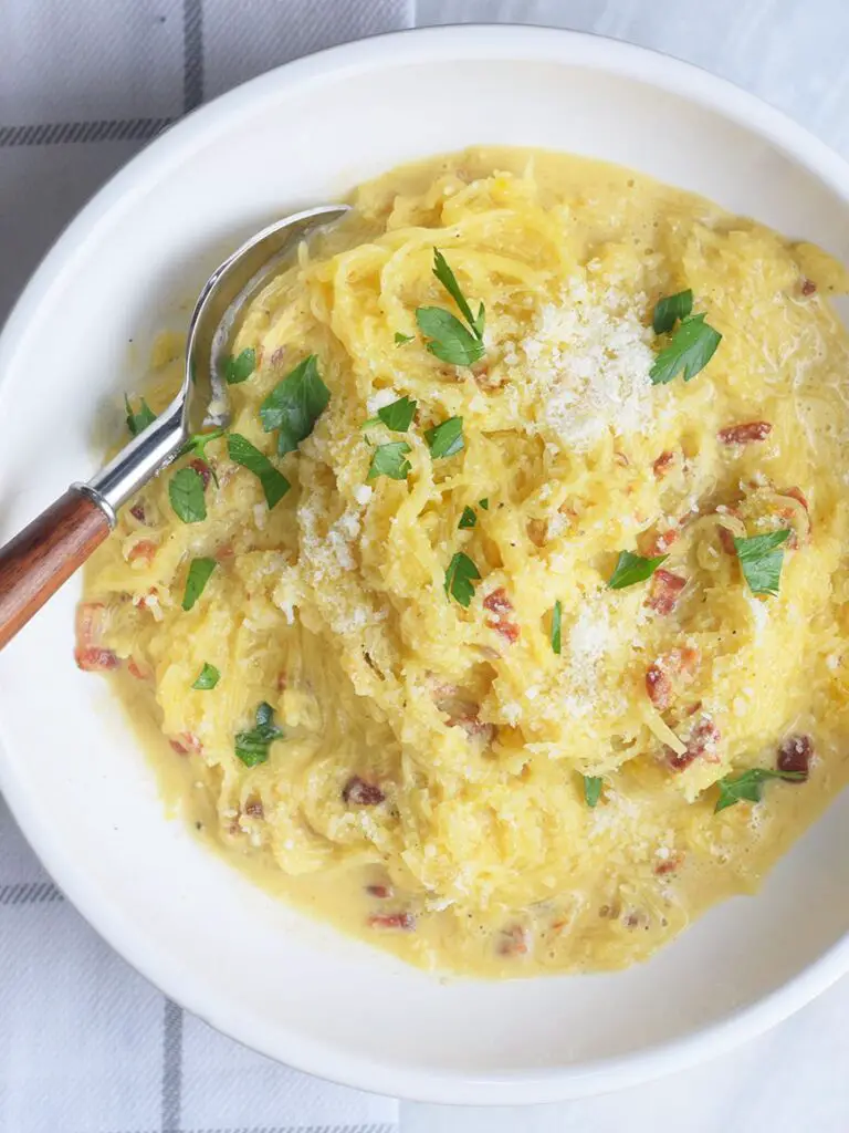 Spaghetti Squash Carbonara - A Keto Delight